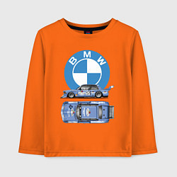 Лонгслив хлопковый детский BMW Motorsport Retro, Germany, цвет: оранжевый