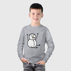 Лонгслив хлопковый детский Снеговик в дудл-стиле, цвет: меланж — фото 2