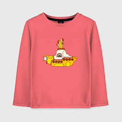 Лонгслив хлопковый детский The Beatles Yellow Submarine в дудл стиле, цвет: коралловый