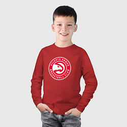 Лонгслив хлопковый детский Атланта Хокс логотип, цвет: красный — фото 2