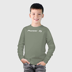 Лонгслив хлопковый детский Pioneer DJ - Logo White, цвет: авокадо — фото 2