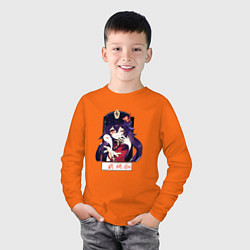 Лонгслив хлопковый детский Ху Тао воздушный поцелуй Геншин импакт, цвет: оранжевый — фото 2