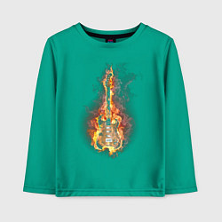 Лонгслив хлопковый детский Burning guitar, цвет: зеленый