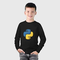 Лонгслив хлопковый детский Python язык, цвет: черный — фото 2
