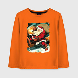 Лонгслив хлопковый детский Дед Мороз спешит с подарками, цвет: оранжевый