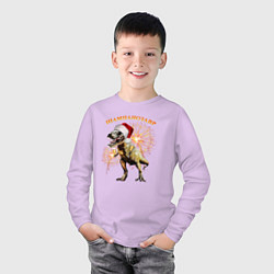 Лонгслив хлопковый детский Новогодний шампанозавр, цвет: лаванда — фото 2