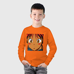 Лонгслив хлопковый детский Edd Net, цвет: оранжевый — фото 2