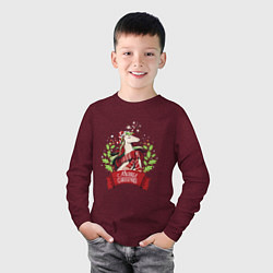 Лонгслив хлопковый детский Christmas Unicorn, цвет: меланж-бордовый — фото 2
