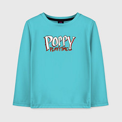 Лонгслив хлопковый детский Poppy Playtime Logo, цвет: бирюзовый