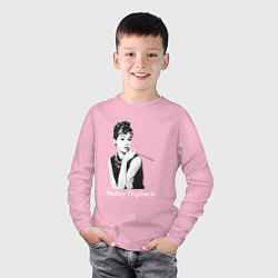 Лонгслив хлопковый детский Одри Хепбёрн 04, цвет: светло-розовый — фото 2