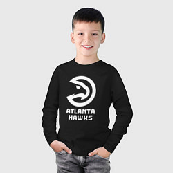 Лонгслив хлопковый детский Атланта Хокс, Atlanta Hawks, цвет: черный — фото 2