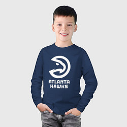 Лонгслив хлопковый детский Атланта Хокс, Atlanta Hawks, цвет: тёмно-синий — фото 2