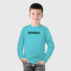Лонгслив хлопковый детский Chevrolet Лого Эмблема спина, цвет: бирюзовый — фото 2