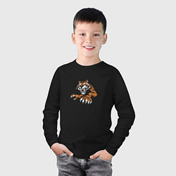 Лонгслив хлопковый детский Тигр в ярости, цвет: черный — фото 2
