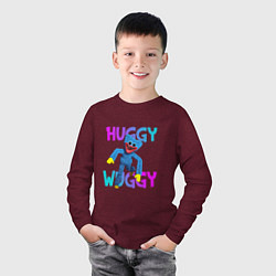 Лонгслив хлопковый детский Huggy Wuggy: Игрушка с зубами, цвет: меланж-бордовый — фото 2