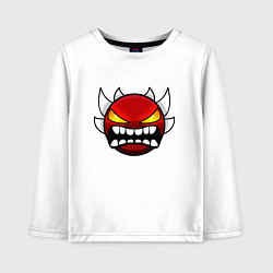 Лонгслив хлопковый детский Geometry Dash: Anger Smile, цвет: белый