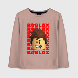 Лонгслив хлопковый детский ROBLOX RED LOGO LEGO FACE, цвет: пыльно-розовый