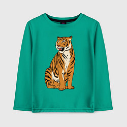 Лонгслив хлопковый детский Дерзкая независимая тигрица, цвет: зеленый