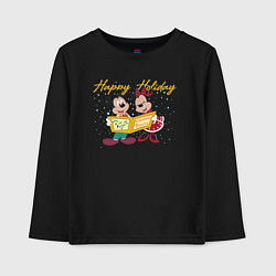 Лонгслив хлопковый детский Happy Holoday Mouse, цвет: черный