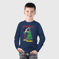 Лонгслив хлопковый детский Mickeys Christmas, цвет: тёмно-синий — фото 2