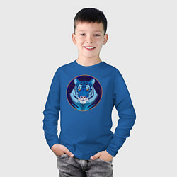 Лонгслив хлопковый детский Голубой водяной тигр символ 2022 года, цвет: синий — фото 2