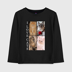 Лонгслив хлопковый детский I LOVE CATS Я ЛЮБЛЮ КОШЕК, цвет: черный