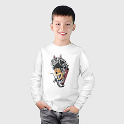 Лонгслив хлопковый детский Плоть и метал, цвет: белый — фото 2