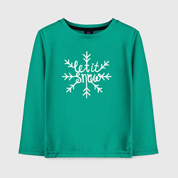Лонгслив хлопковый детский Snowflake Let it snow, цвет: зеленый