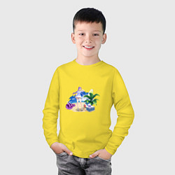 Лонгслив хлопковый детский Кэ Цин в отпуске, цвет: желтый — фото 2