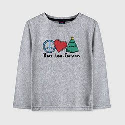 Лонгслив хлопковый детский Peace Love and Christmas, цвет: меланж
