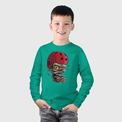 Лонгслив хлопковый детский Сrazy hockey player, цвет: зеленый — фото 2