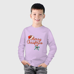 Лонгслив хлопковый детский Merry Christmas 2022, цвет: лаванда — фото 2