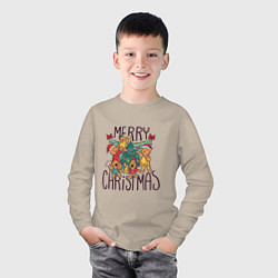 Лонгслив хлопковый детский Merry Christmas, цвет: миндальный — фото 2