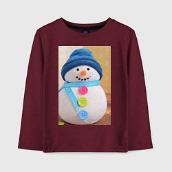 Лонгслив хлопковый детский Счастливый снеговичок, цвет: меланж-бордовый