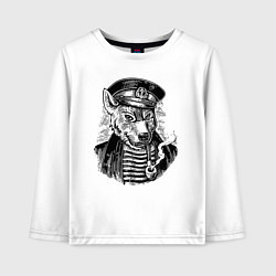Лонгслив хлопковый детский Мудрый морской волк, цвет: белый
