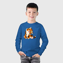 Лонгслив хлопковый детский Смешной тигренок, цвет: синий — фото 2