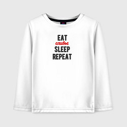 Лонгслив хлопковый детский Eat оливье Sleep Repeat, цвет: белый