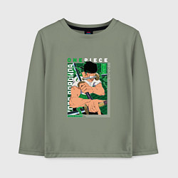 Лонгслив хлопковый детский Ван-Пис One Piece, Зоро Ророноа Zoro Roronoa с над, цвет: авокадо