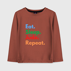 Лонгслив хлопковый детский Eat Sleep Judo Repeat, цвет: кирпичный