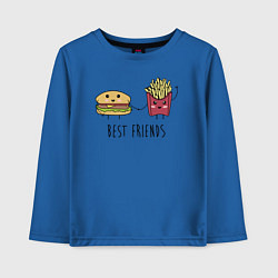 Лонгслив хлопковый детский Hamburger and fries are best friends, цвет: синий