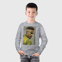 Лонгслив хлопковый детский Neymar Junior - Brazil national team, цвет: меланж — фото 2