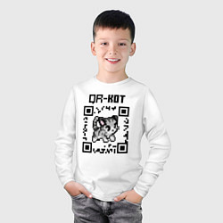 Лонгслив хлопковый детский QR код QR кот, цвет: белый — фото 2