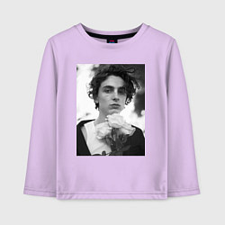 Лонгслив хлопковый детский Timothee Chalamet с розами, цвет: лаванда