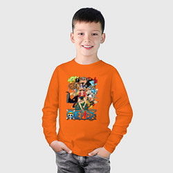 Лонгслив хлопковый детский Ван Пис Все мугивары, цвет: оранжевый — фото 2