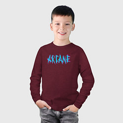 Лонгслив хлопковый детский ARCANE LEAGUE OF LEGENDS NEON LOGO, цвет: меланж-бордовый — фото 2