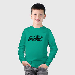 Лонгслив хлопковый детский Пантера - герб, цвет: зеленый — фото 2