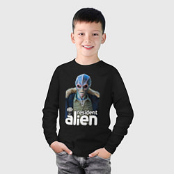 Лонгслив хлопковый детский Resident alien, цвет: черный — фото 2