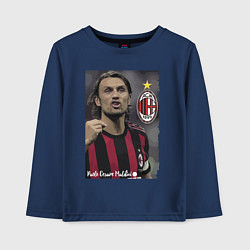 Лонгслив хлопковый детский Paolo Cesare Maldini - Milan, captain, цвет: тёмно-синий