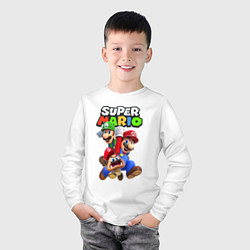 Лонгслив хлопковый детский Братья Марио, цвет: белый — фото 2