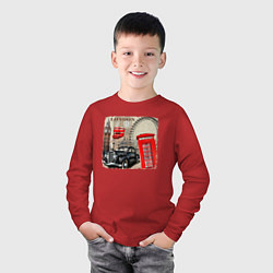 Лонгслив хлопковый детский Лондон в стиле ретро, цвет: красный — фото 2